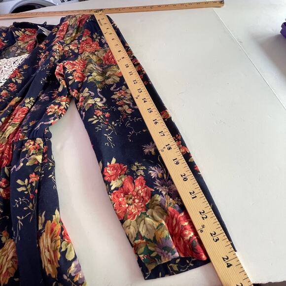 Jessica Howard VINTAGE Lace Inset Floral Midi Dress Sz 10 Navy Pink Purple Green - Picture 10 of 12